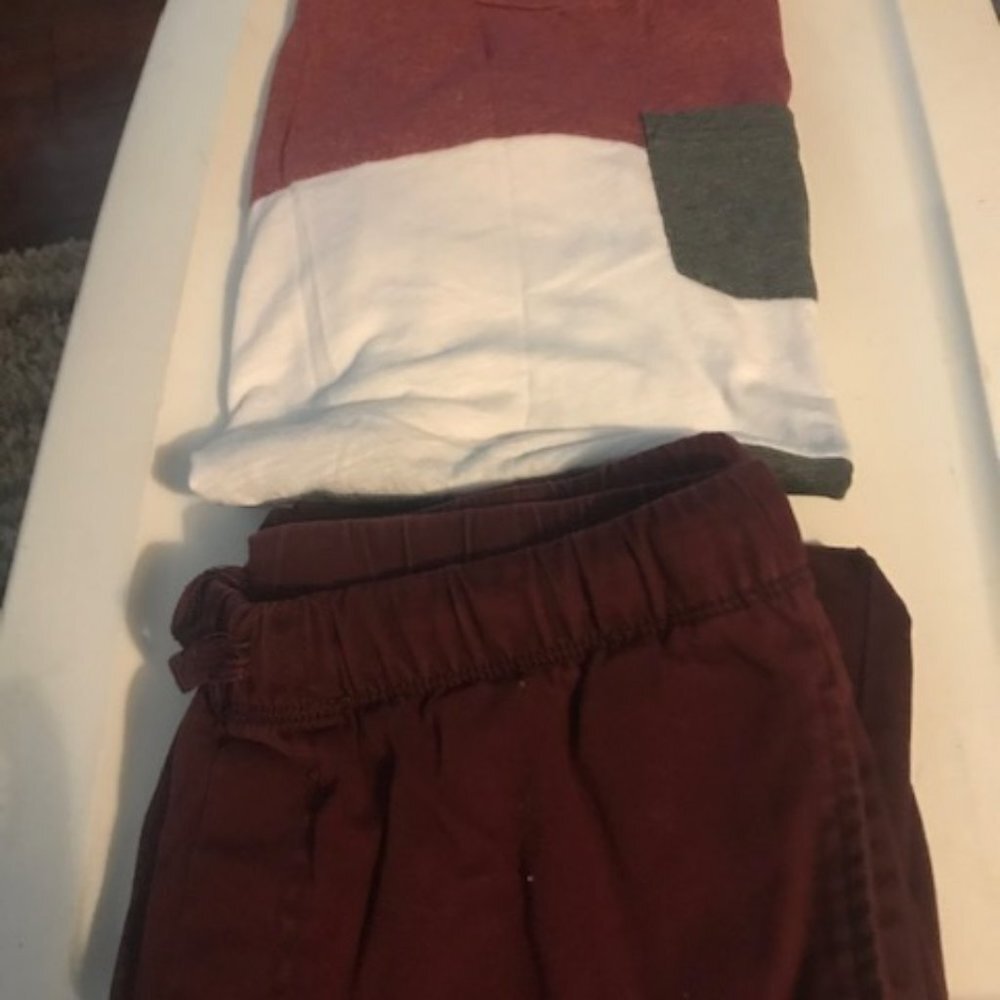 Old Navy Teen Boy X-Large Burgundy Jogger Pants and Dress Shirt-size 14/16